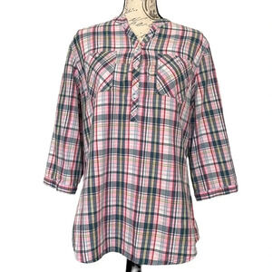 Bit & Bridle Roll Sleeve‎ Plaid Shirt Size Large